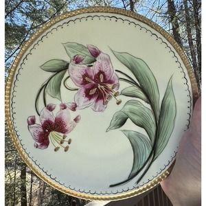 Gorgeous Chickusa Nippon Pink Lily Plate 6.58” Hand Painted -N2